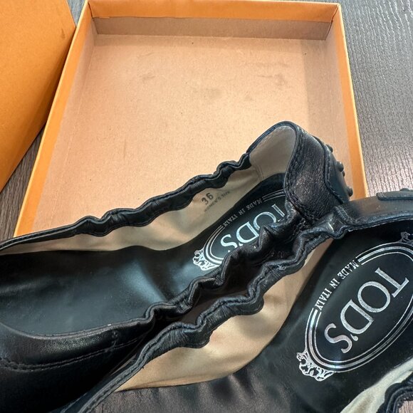 TOD'S Ballerina Dee Laccetto Flats Black Size 36 - Picture 3 of 4